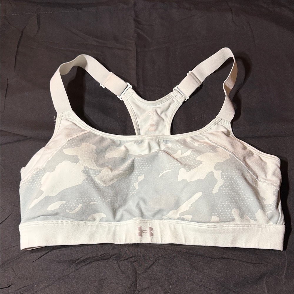 Under Armour White & Light Gray Camo Racerback Sports Bra
